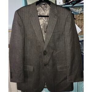 Saddlebred Chevron Plaid Wool Blazer, 2 Button‎ Jacket 42L, Casual Dress Coat